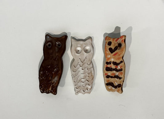 Pottery Owl Brooches