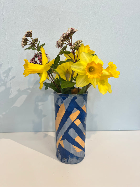Blue patterned vase